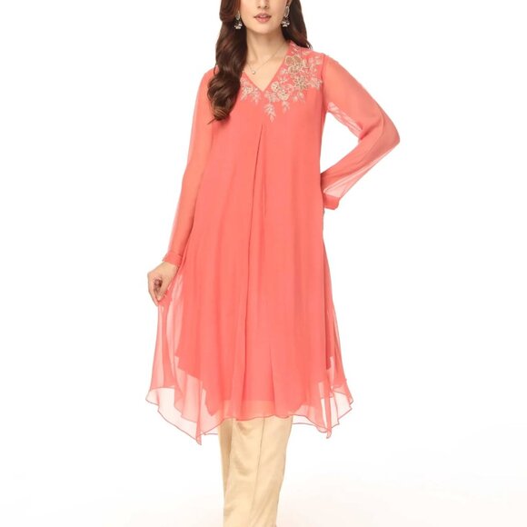 CHINYERE CORAL/peach blossom  TOP - Picture 1 of 3